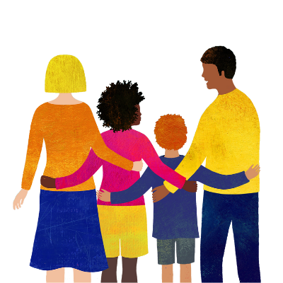 Multiracial family illustration holding hands